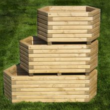 Hexagonal wooden planter