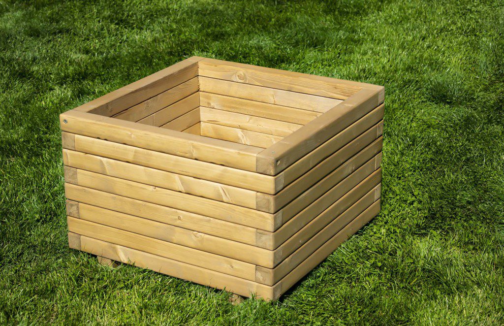 Square wooden planter