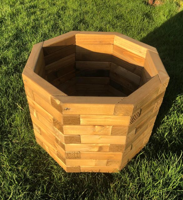 Octagonal wooden planter
