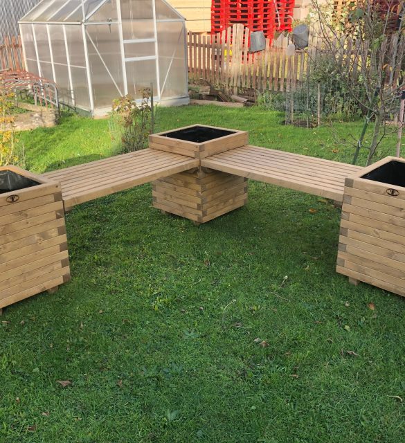 Garden Wooden Planters with Bench