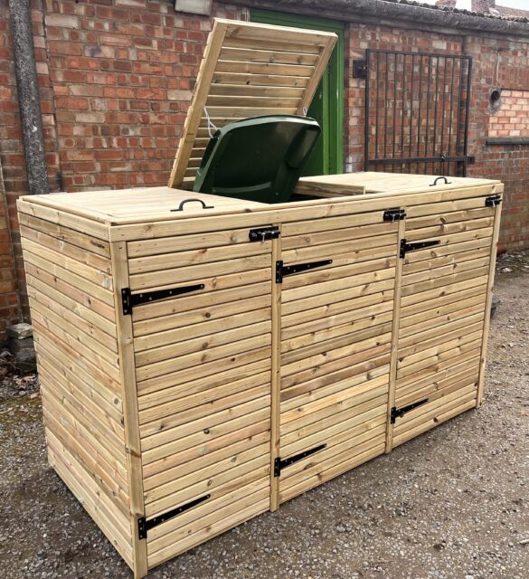 Wood Slatted Wheelie Bins store